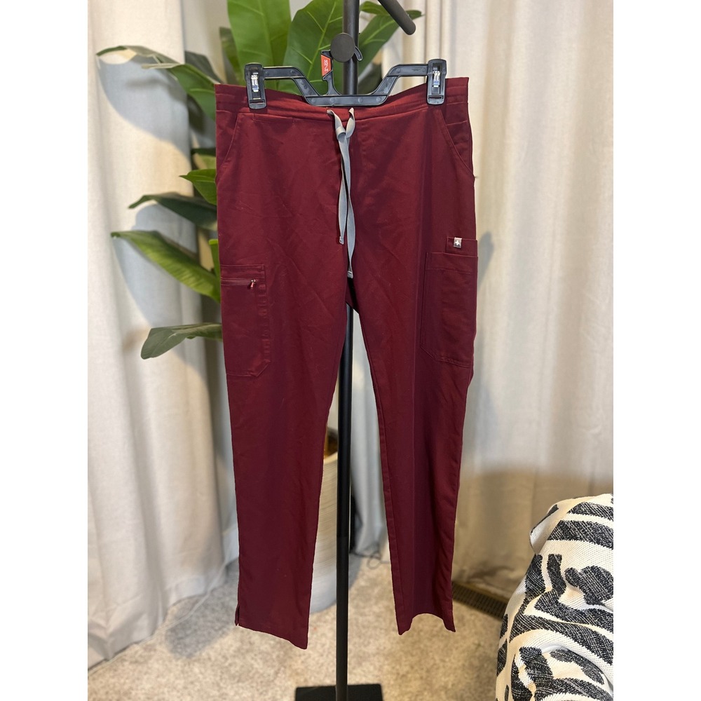 FIGS Technical Collection Burgundy Scrub Pants Womens Small Drawstring Cargo
